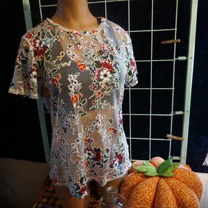 transparent top with flowers